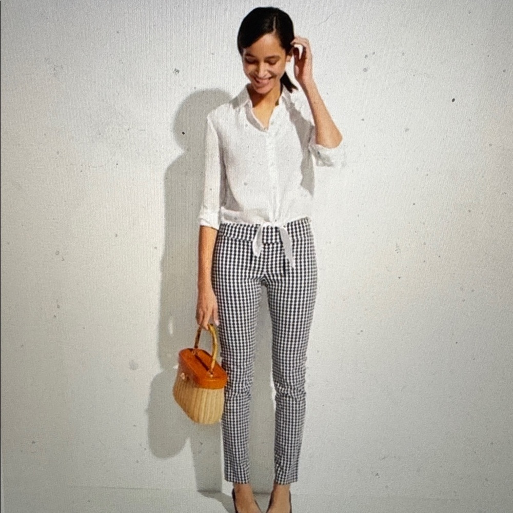 J. McLaughlin  Pants sz 8 Black-White Pull on Stretch NWOT gingham Alabama prep